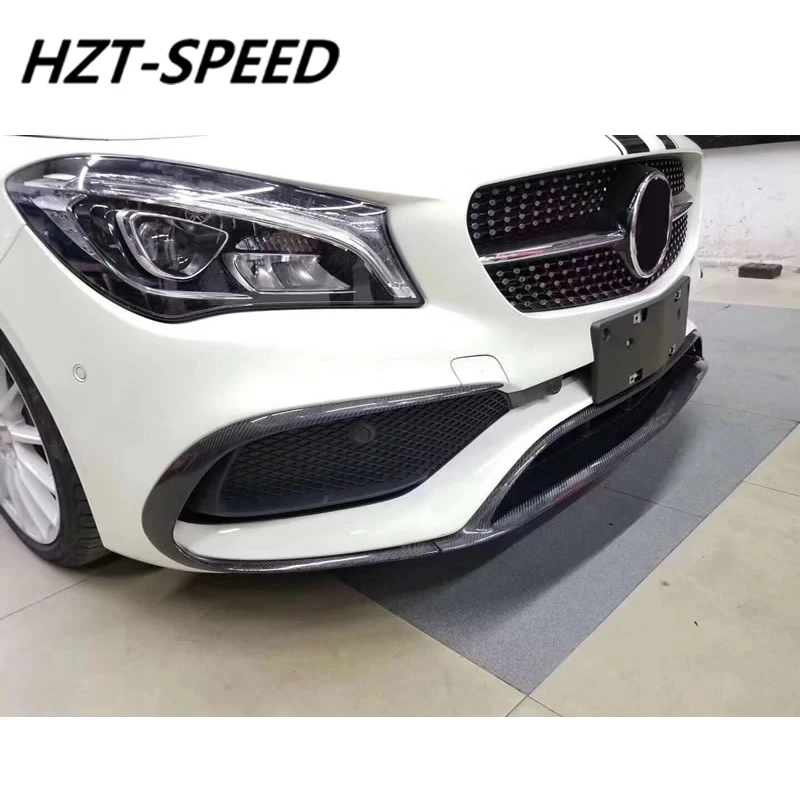 8 PCS Carbon Fiber Car Front Bumper Lip Shovel Diffuser Chin Air Vent Trim For Benz W117 CLA Class CLA260 CLA45 Sport Car 2016UP