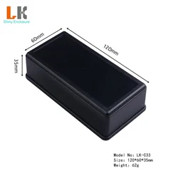 120x60x35mm Black  Electronic Project Box Waterproof Cover Project ABS Plastic Instrument Case High Quality DIY Enclosure Boxes