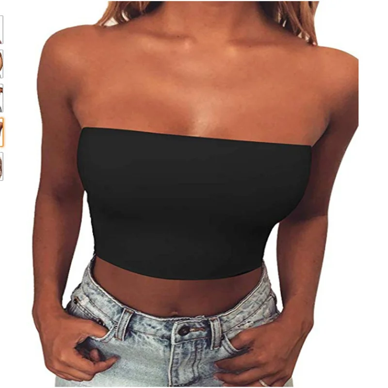 Top Women Bra Selling Solid Color Tube Tops in Europe and America New Yoga Sports Women\'s Wrapped Vest Women\'s Tube Top Cropped