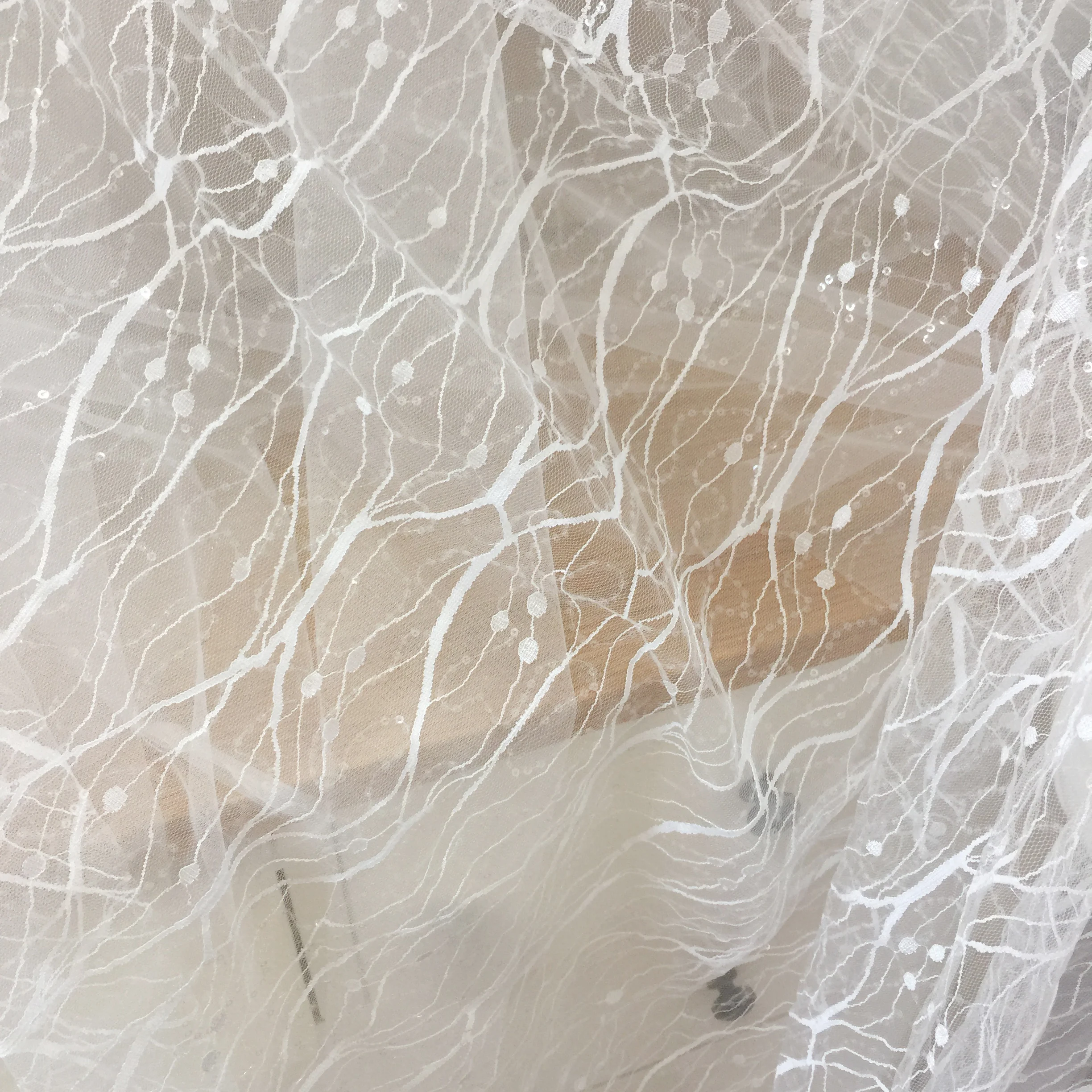 5 Yards /lot Stripe Tulle Lace Fabric , Clear Sequin Bridal Veil Wedding Bodice Lining fabric in wholesale price  140cm wide