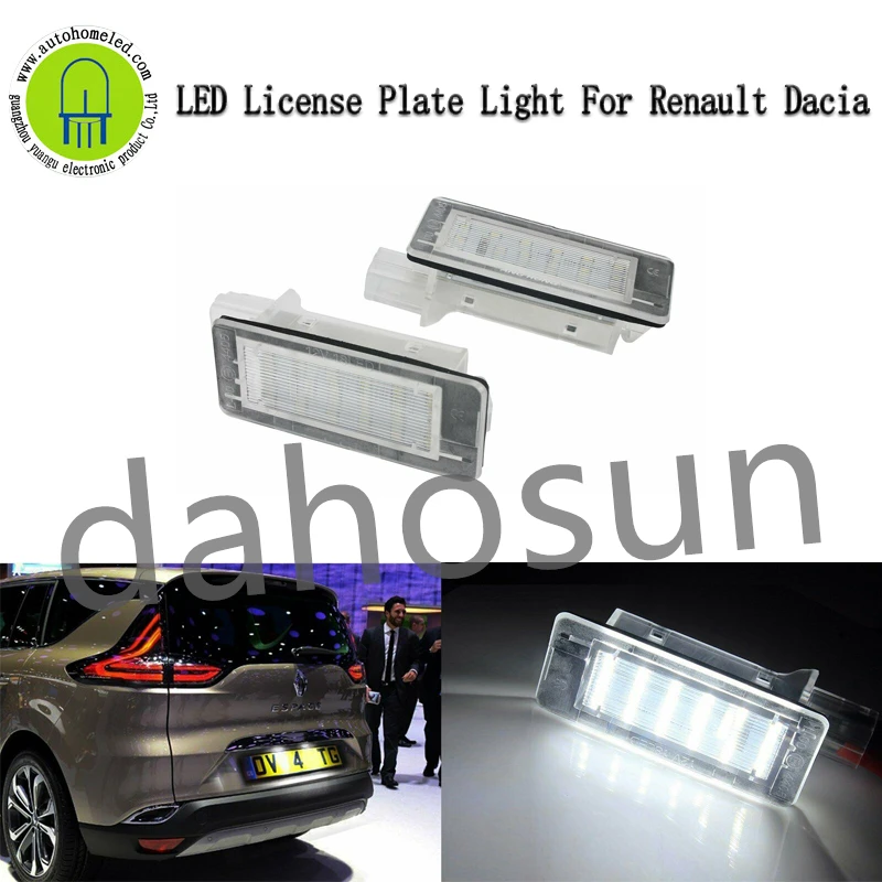 2Pcs LED License Platte Lichter Fit für Renault Espace Mk4 Scenic Mk2 Laguna 2 Dacia Duster 2008-up Rück Anzahl Lampe