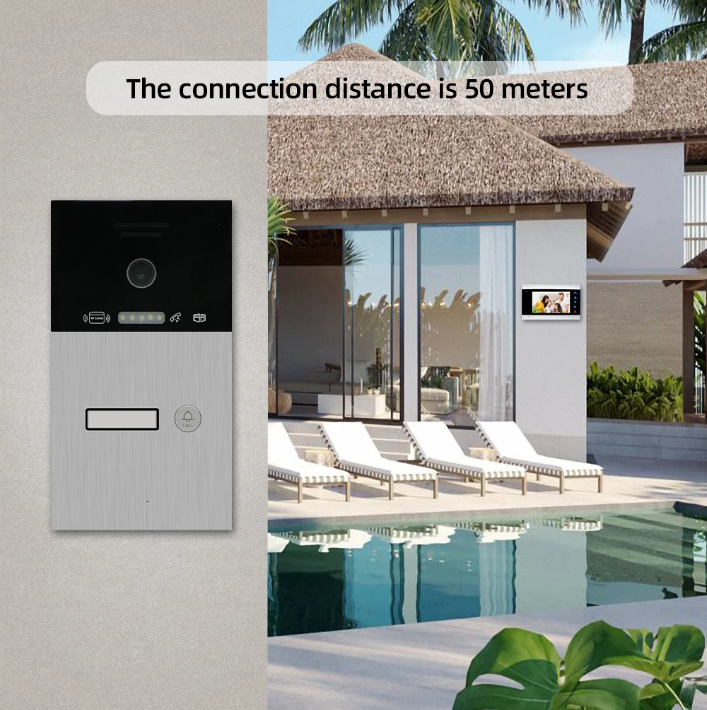 Joytimer AHD1.3 MP Doorbell Of Video Intercom System For Multi-Family Houses With RFIC Card Unlock 170 Degree Wide Angle Camera