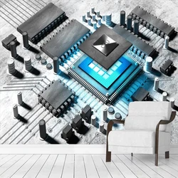 Papel tapiz fotográfico 3D personalizado, tecnología de inteligencia Artificial, CPU, placa de circuito de computadora, póster, pintura de pared, Mural, sala de estar