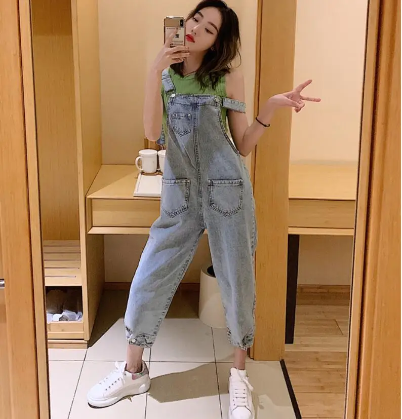 

women denim washed fabric rompers summer/autumn overalls women jumpsuit suspenders jeans SLIM women overalls jeans long pants