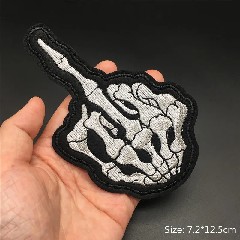 Skull Patches for Clothing Punk Biker Embroidered Badges Iron On Stripes Appliques  Jacket Jeans Clothes Stickers Diy Decorative