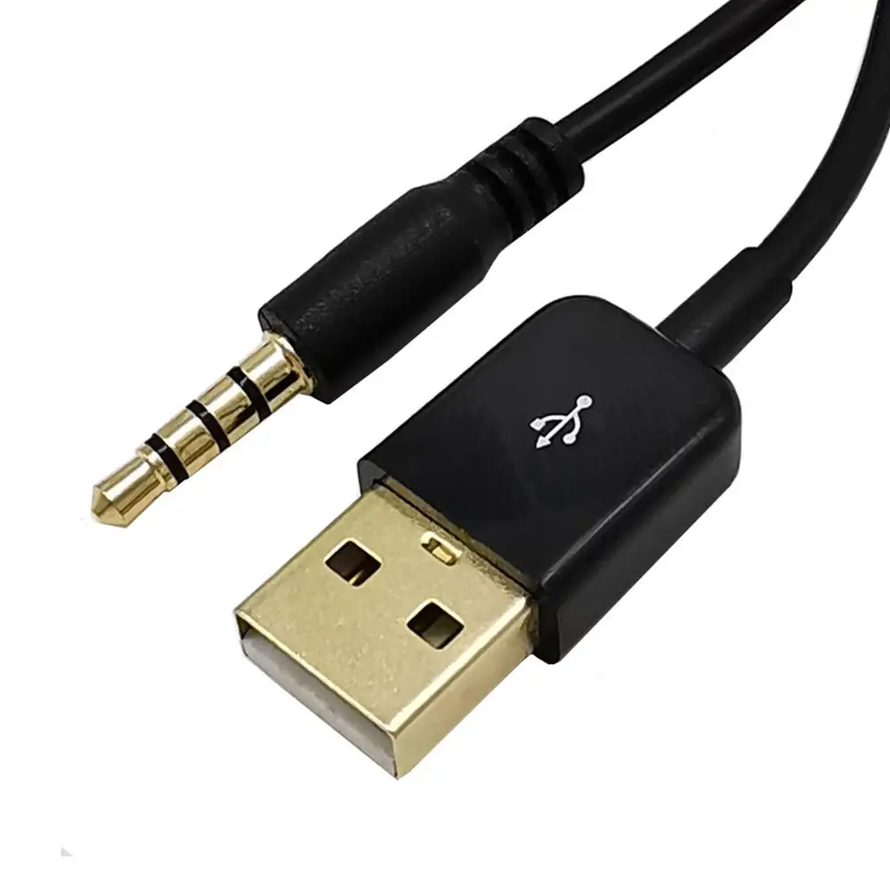 USB Charger Data Sync Cable To 3.5mm 4pole Jack Adapter Charging Cord Line For PAD Phone Shuffle 2nd MP3 Player Drop Shipping