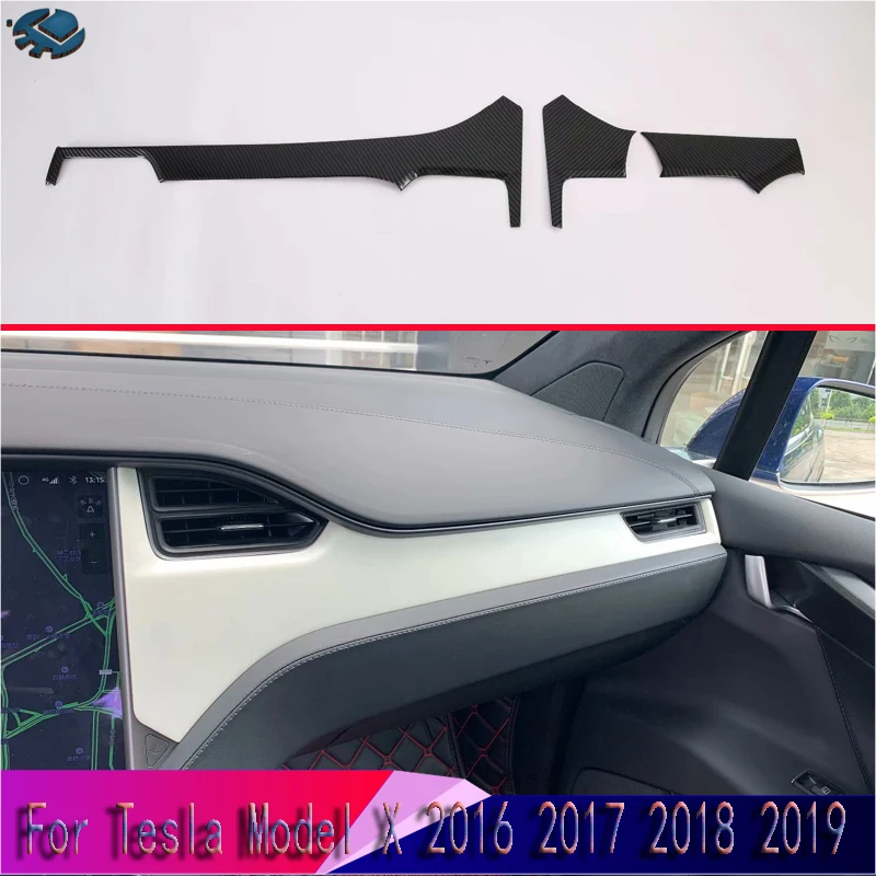 

For Tesla Model X 2016 2017 2018 2019 Car Accessories Carbon Fiber Style Center console Interior Instrument Panel Around trim