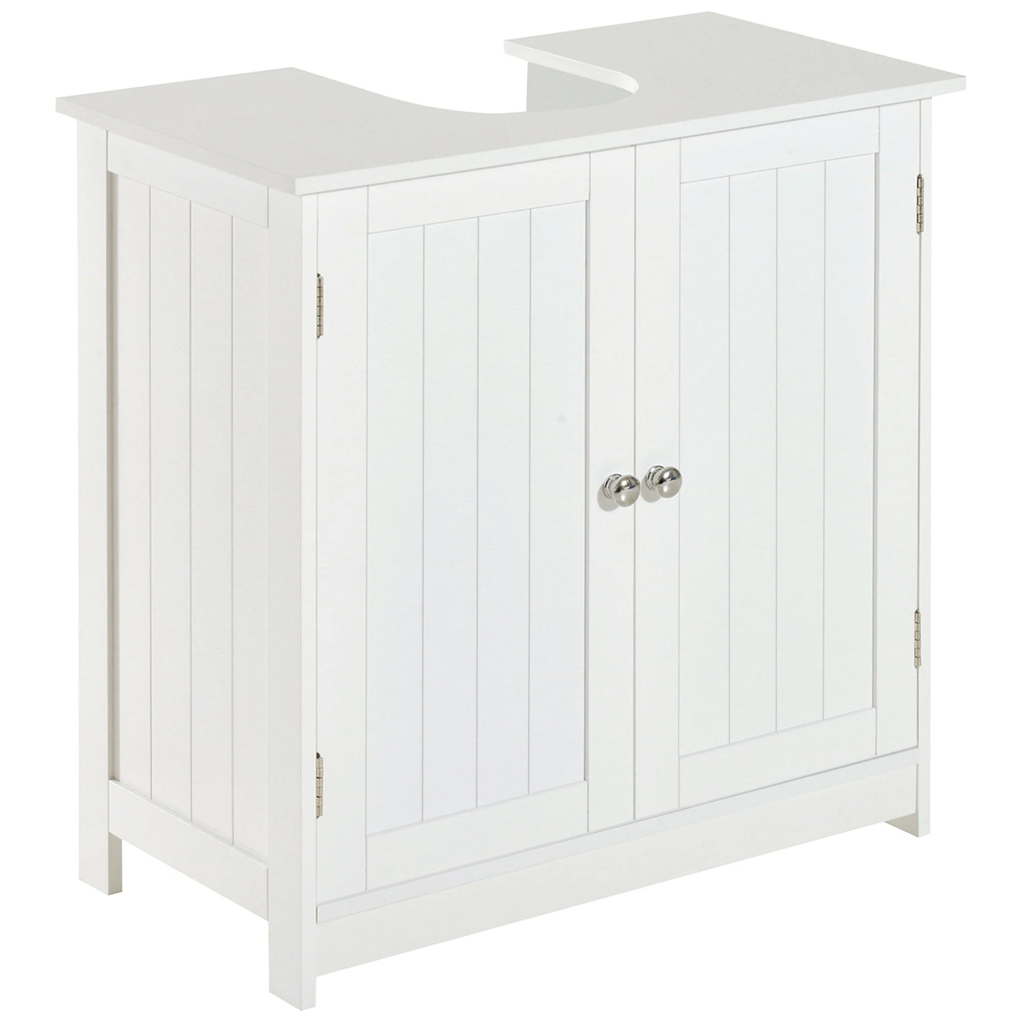 HOMCOM Armario para debajo del Lavabo o Fregadero tipo Gabinete de Almacenaje de Madera Blanca 60x30x60cm