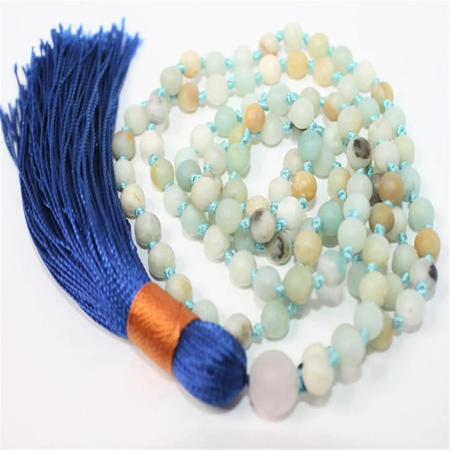 

6mm Matte Amazonite Beads Handmade Tassel Necklace Japa Mala Prayer Buddhism Spirituality Yoga Yoga Mala Men