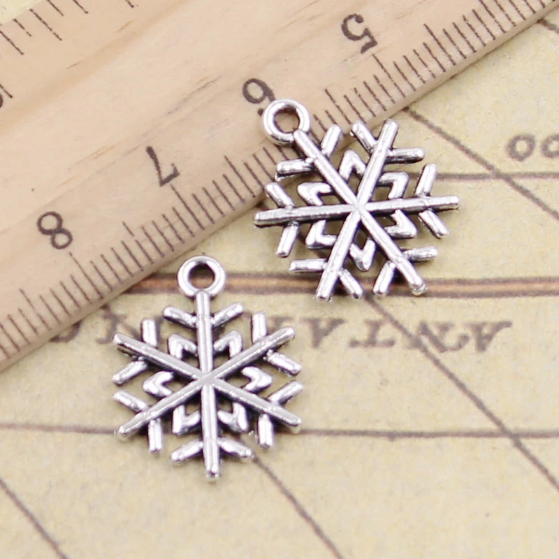 20Pcs Charms Sneeuwvlok Sneeuw 19X15Mm Tibetaanse Brons Zilver Kleur Hangers Antieke Sieraden Maken Diy Handgemaakte Craft