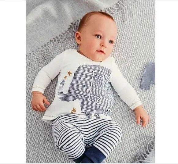 

Spring Autumn baby boy clothes long-sleeved cotton T-shirt & pants Elephant Babe boys Girl clothing sets