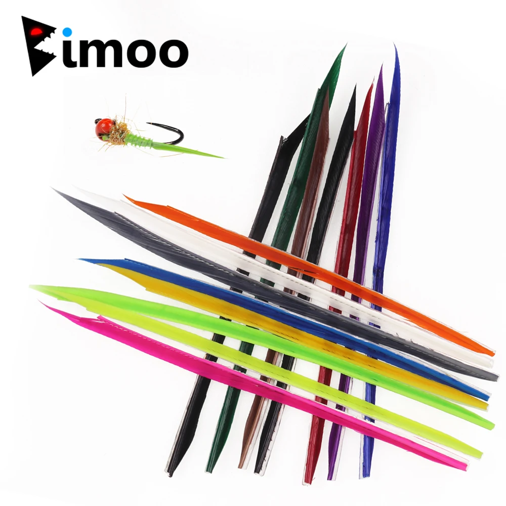 Bimoo 5pcs Turkey Biots Feather Natural Fly Tying Materials for Nymph Wing Split Tails Wrapping Body Buzzer cheeks Emerger