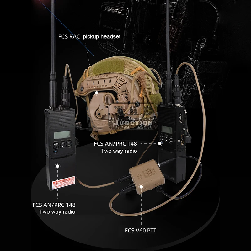 FCS-taktyczne V60 PTT nadajnik-odbiornik złącze dla AMP Comtac III Comtac3 zestaw słuchawkowy 6 PIN kabel Adapter KN6 do U174/U PTT zestaw