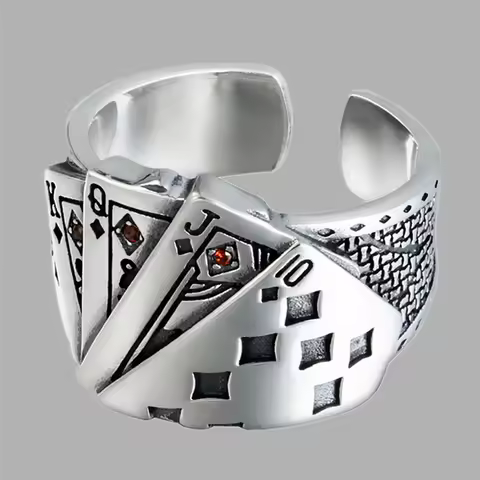 Personality Fashion Poker Hip Hop Thai Silver Lady Ring Jewelry Best Gift Women Never Fade Drop Shipping