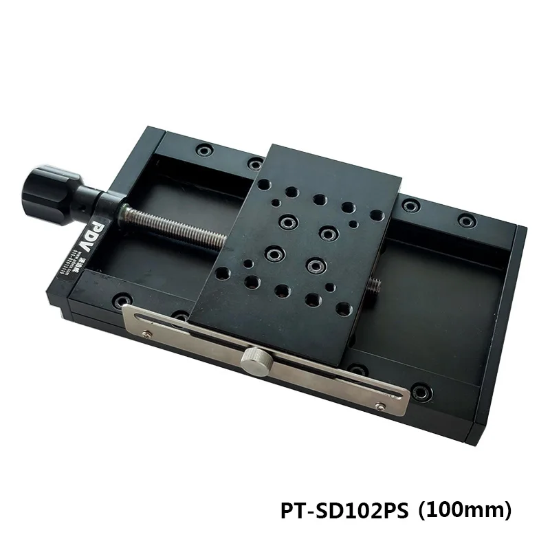 Asse X 50mm/100 millimetri di Viaggio Lineare Manuale Fase di Spostamento Piattaforma Ottico Tavolo Scorrevole PT-SD102P/102PS