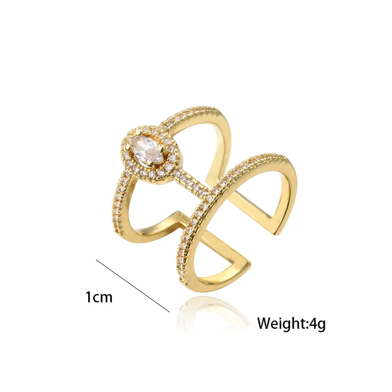 NEWBUY moda colore oro geometrico anello di rame donne gioielli da sposa vendita calda AAA + Cubic Zirconia anello di barretta Femme Bijoux