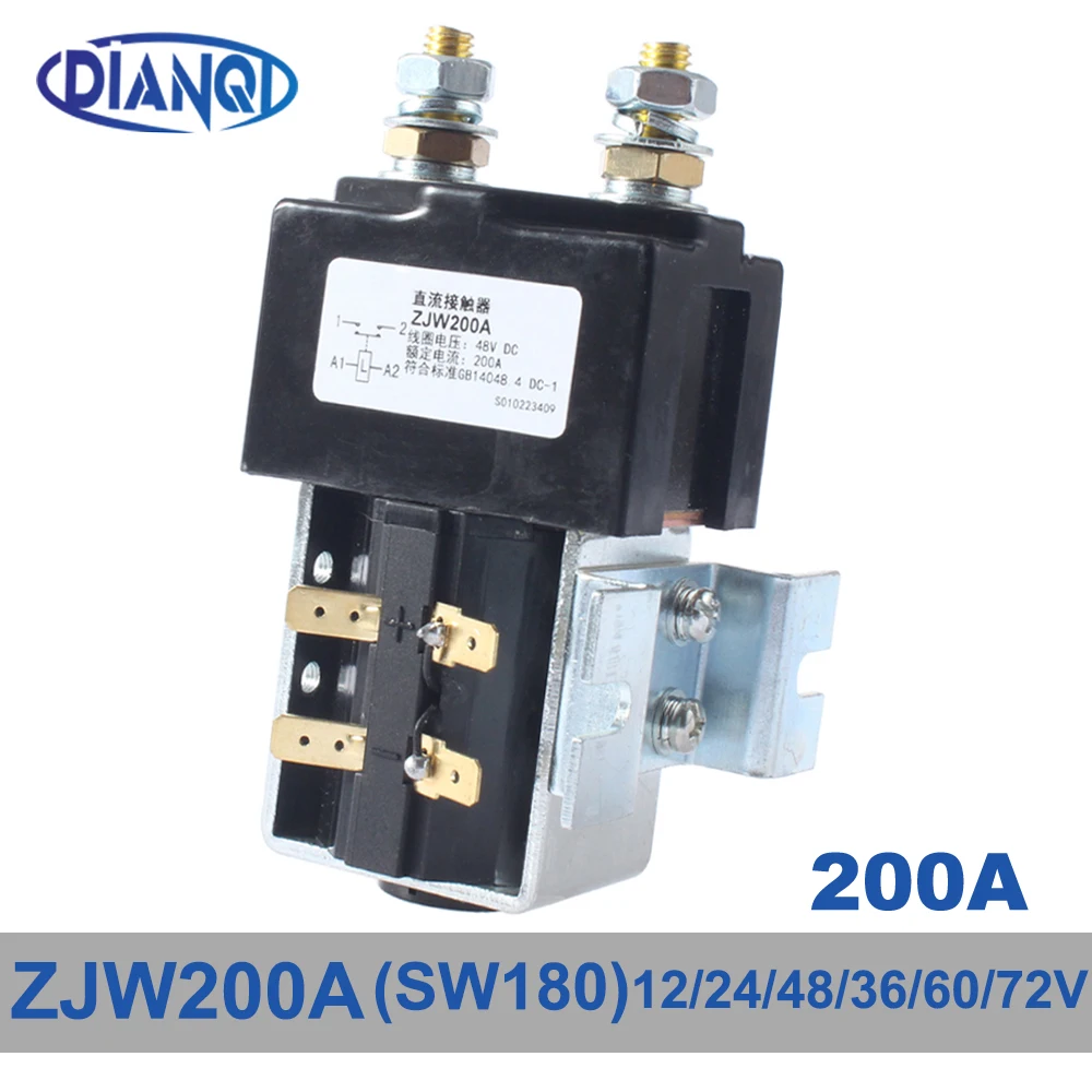 

SW180 NO (normally open ) 12V 24V 36V 48V 60V 72V 200A DC Contactor ZJW200A for Forklift Handling Drawing Grab Wehicle Car Winch