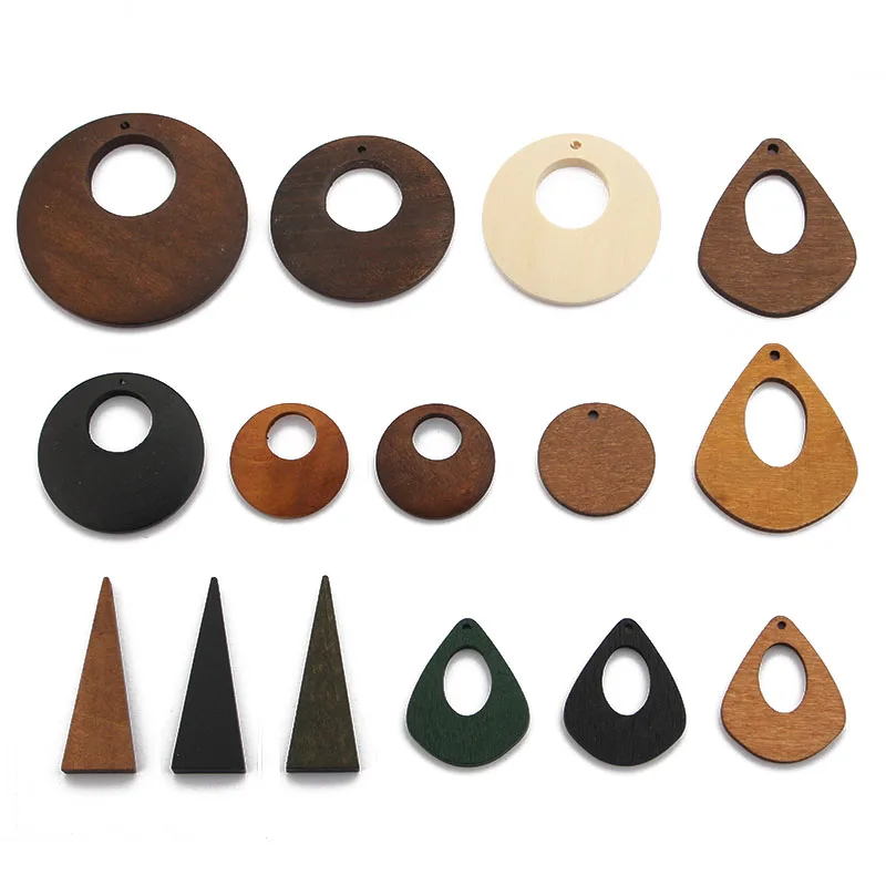 

1pack Charms Round Water Drop Triangle Wood Pendant Jewelry Fashion Necklace Bohemia Earring Women Jewelry Making Findings