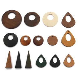 1pack Charms Round Water Drop Triangle Wood Pendant Jewelry Fashion Necklace Bohemia Earring Women Jewelry Making Findings