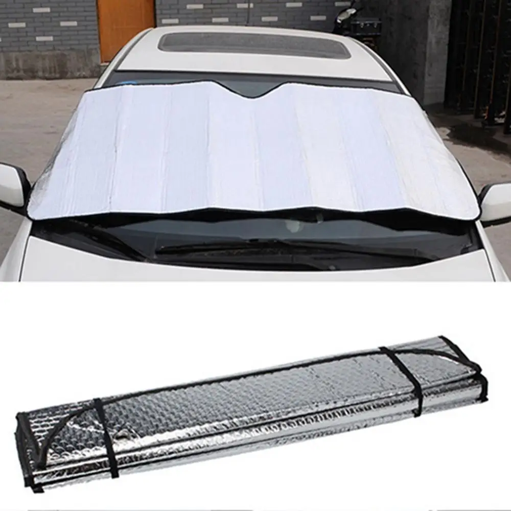 Car Sunshade Sun Visor 1Pc Silver Color Foldable Car Windshield Visor Cover Front Rear Block Window Sun Shade Car Accessories