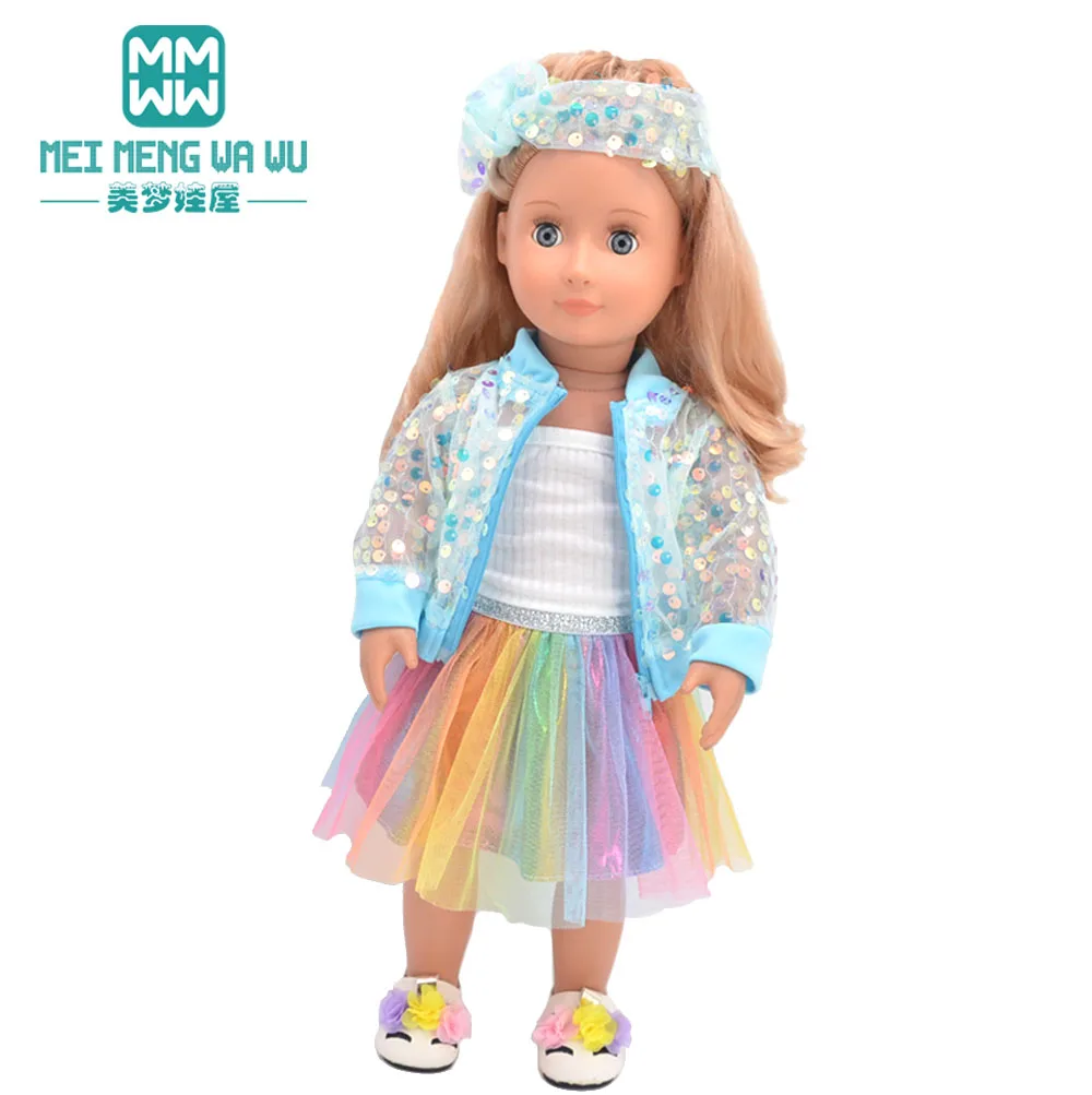 Kleidung für Puppen, passend für 43 cm große New Born Doll American Doll, modischer Jackenanzug, Mullrock, Geschenk – Detail 4