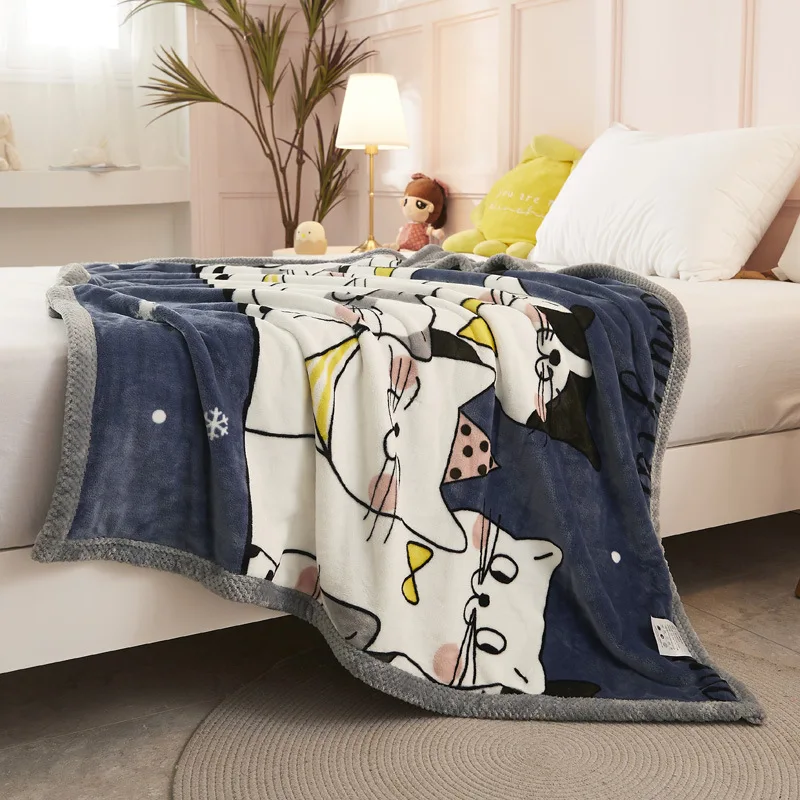 

2021 Autumn and Winter Children's Lamb Wool Blanket Double Thick Milk Wool Blanket Cartoon Printing Blanket Sleeping Blanket