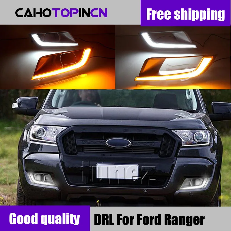 

2PCS LED Daytime Running Light For Ford Ranger 2015 2016 2017 2018 Turning Yellow Signal Relay Waterproof Car 12V LED DRL