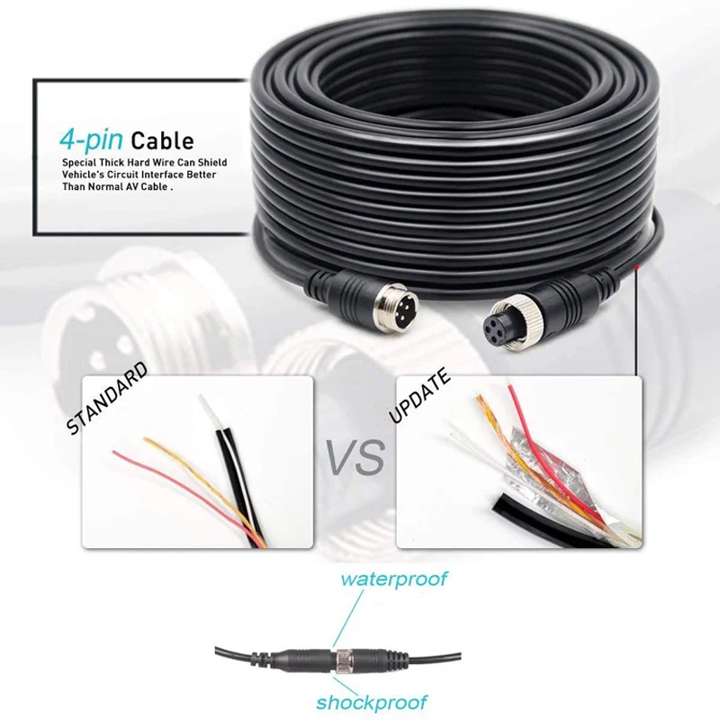 Przedłużacz 4-pinowy 5M/10M przewód wydajność wideo kamera cofania przewód lotniczy samochodowego do System CCTV przewodu monitora pojazdu ciężarowego