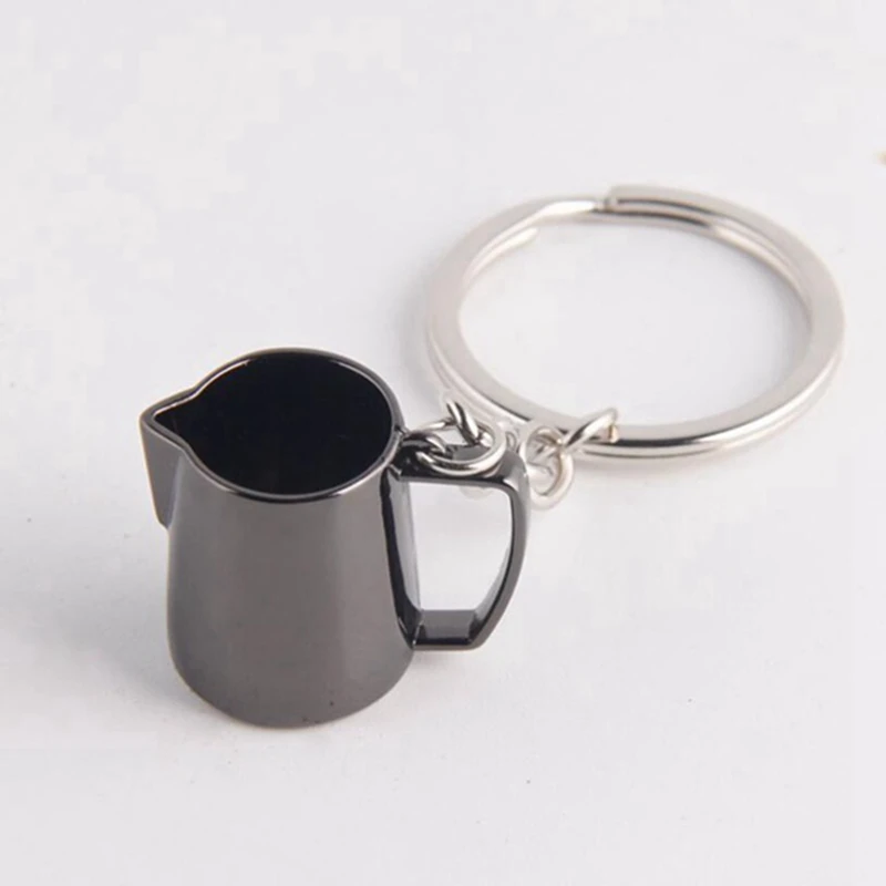 5PCS Creative Barista Coffee Tamper Keychain Espresso Portafilter Moka Pitcher Keyring Portable Coffee Accessories Gift