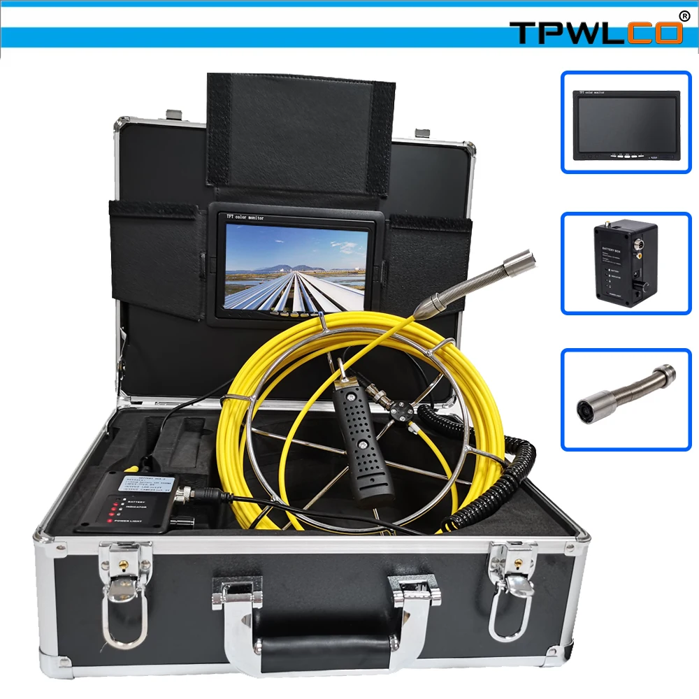 

7inch New Pipe Inspection Video System Support DVR 17mm Waterproof HD Industry Endoscope Drain Sewer Camera 12 LED 20m-50m Cable