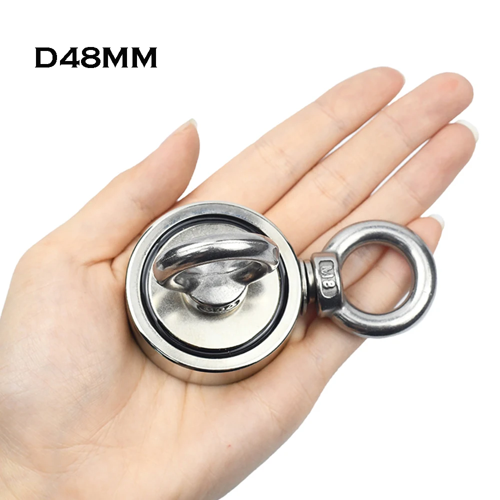 

48mm Super Strong Neodymium Magnet Pot Fishing Salvage Magnet Neodymium Round Powerful Magnetic Hook Sea Fishing Magnet Searcher