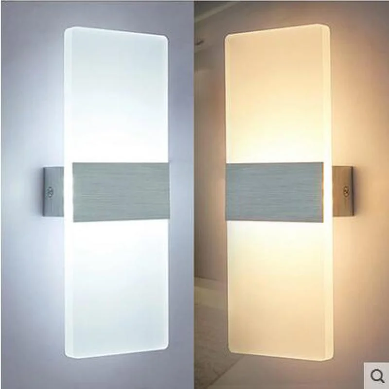 

Modern 6W LED Wall Lights Bathroom Lighting High Quality Aluminum Base Acrylic Square Wall Lamps in Bedroom Living Room