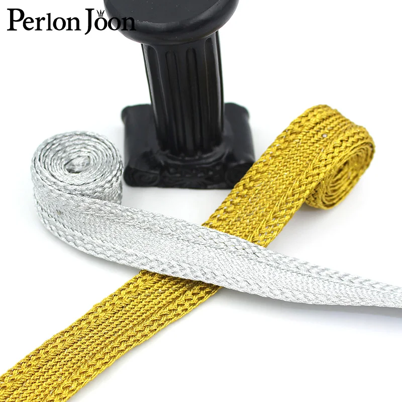 10 Yards Wide 2.5CM Gold Silver Shoes Hats Skirts Gold Thread Woven Ribbons Clothing Accessories Home Decoration ZD0321