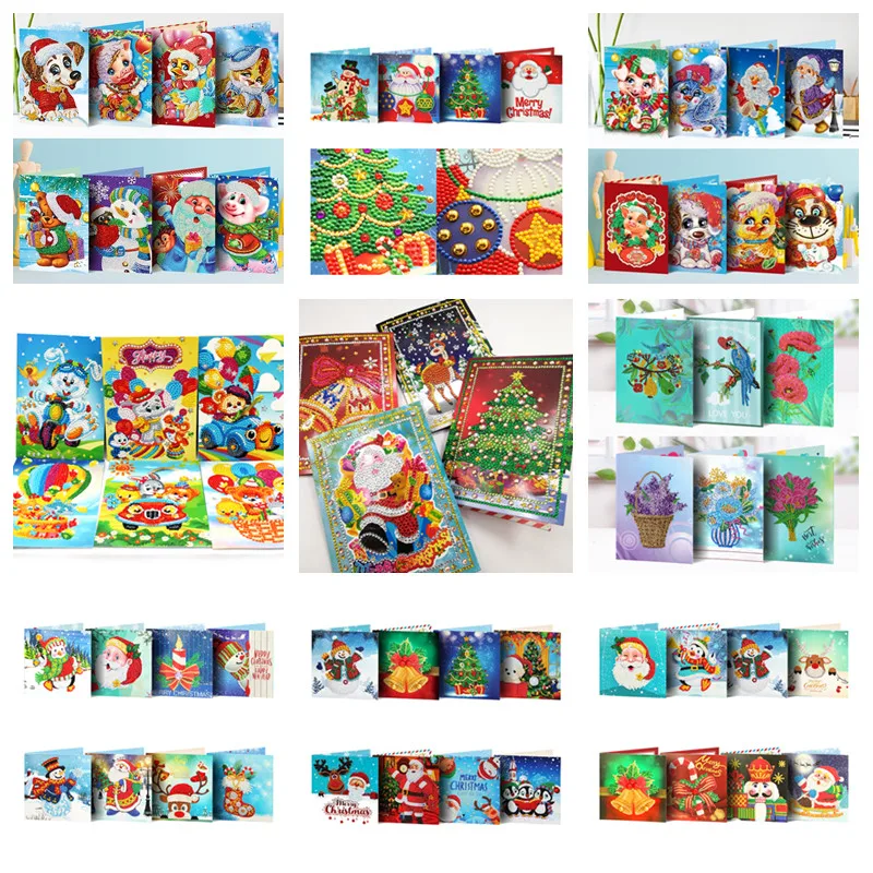 New Coming Christmas 5D Diamond Painting Greeting Card DIY Diamond Mosaic Santa Calus Birthday Pattern Rhinestone Gfit Crafts