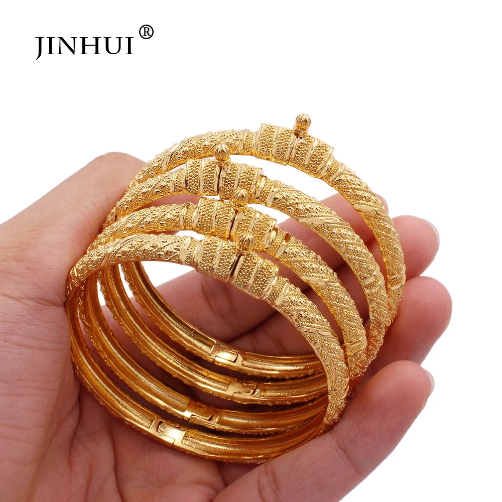 Wholesale gold color can open bangles jewelry Ethiopian African Dubai  Indian bracelet wedding gifts for women bracelets