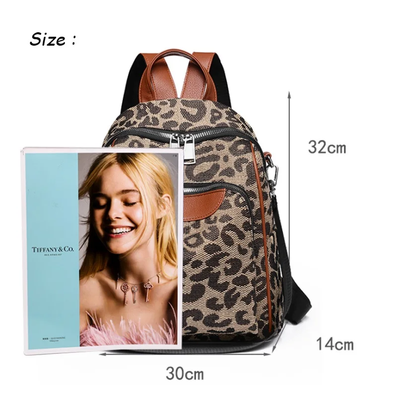 Zaino da donna di design Zaino da scuola vintage leopardato per adolescenti Borsa a tracolla femminile zaino multifunzionale per ragazze