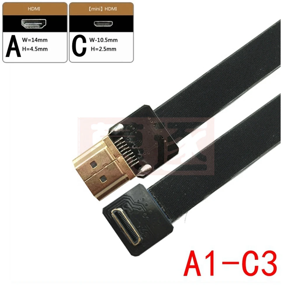 5cm-100cm FPCリボンフラットHDMI互換ケーブルピッチ20ピンオスコネクタFPV HD - Mini HDTV 90度アダプター