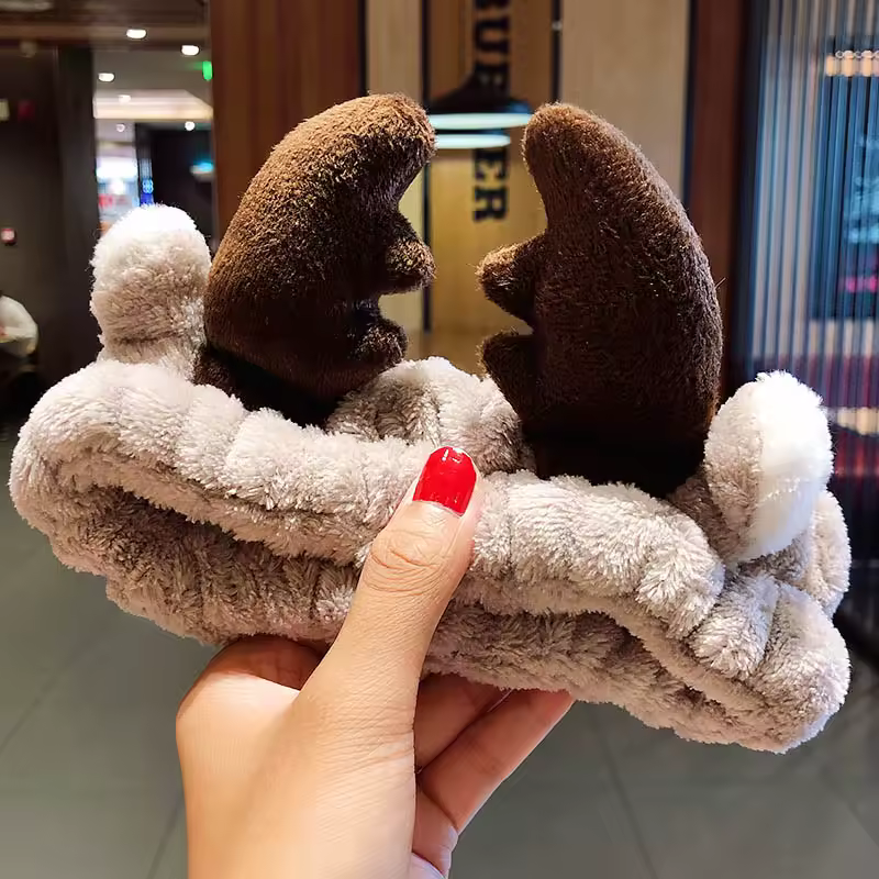 Wash Face Hair Holder Hairbands Soft Warm Coral Fleece Bow Animal Ears Headband For Women Girls Turban Fashion Hair Accessories - Image 19