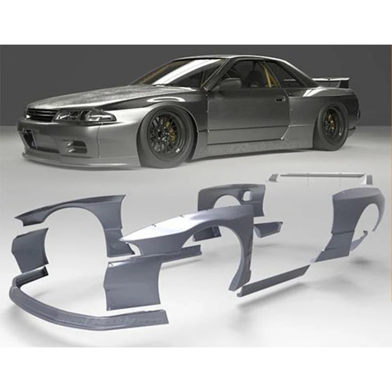 

Car-styling For Nissan Skyline R32 GTR FRP Fiber Glass RB Style Wide Body Kit Fiberglass Pandem Fender Side Skirt Wing Spoiler