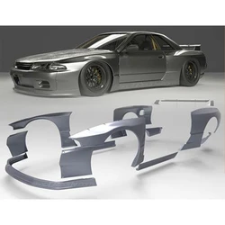 For Nissan Skyline R32 GTR FRP Fiber Glass RB Style Wide Body Kit Fiberglass Pandem Fender Side Skirt Wing Spoiler