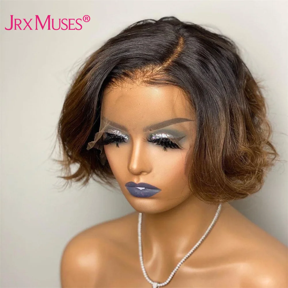 1B/27 Ombre Honey Blonde Short Bob Human Hair Wigs 1B99J Body Wave Pre Plucked Mongolian Remy Hair 13x4Lace Wig For Women