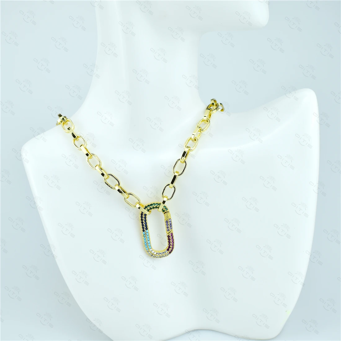 Women Fashion 24 Kinds AAA Zircon Geometric Shape Pendant Necklace Jewelry Can Open Chunky Chain Necklace for Party Gift