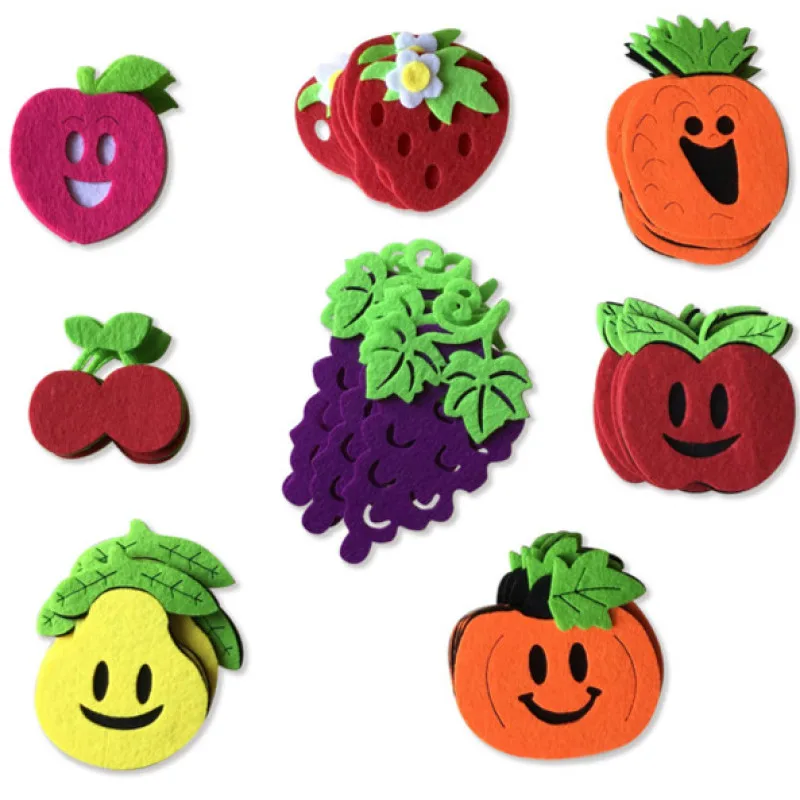 T-N Fruit Vegetables Handmade DIY Cartoon Felt Craft Non Woven Patch Applique DIY Felt Pad Kindergarten Decoration Wall Sticker