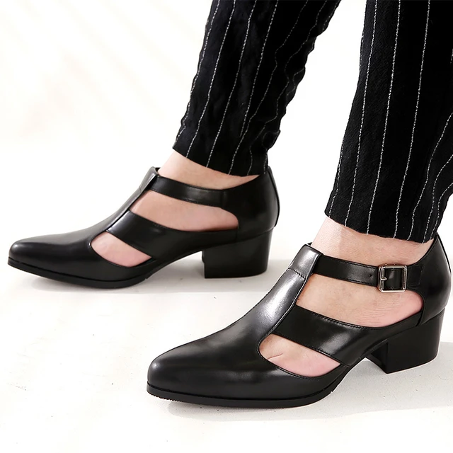 Men Shoes Thick Heel Sandals Men Open Toe Leather Sandals Mens Sandals Heel Strap Men s Sandals Aliexpress