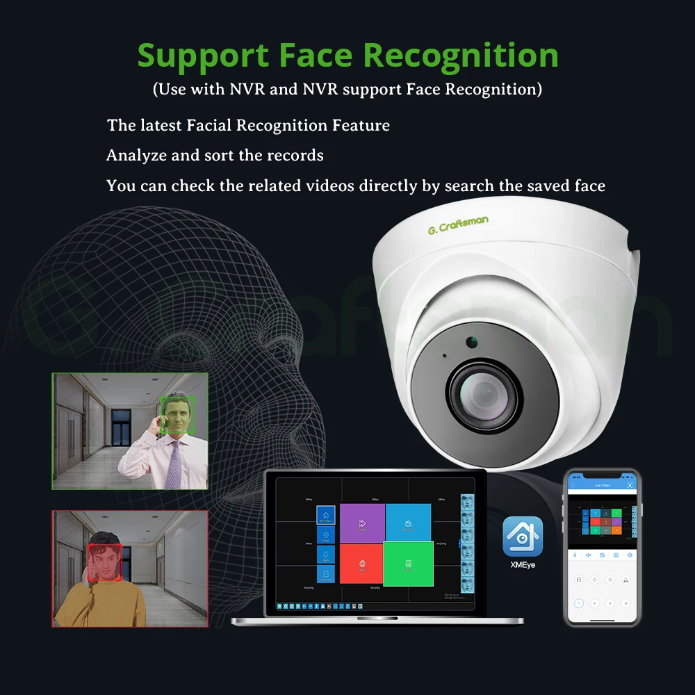 XMeye Y 4MP POE 2.8mm 1080P Face Audio Indoor Infrared Night Vision Onvif CCTV Video Surveillance Security G.Craftsman