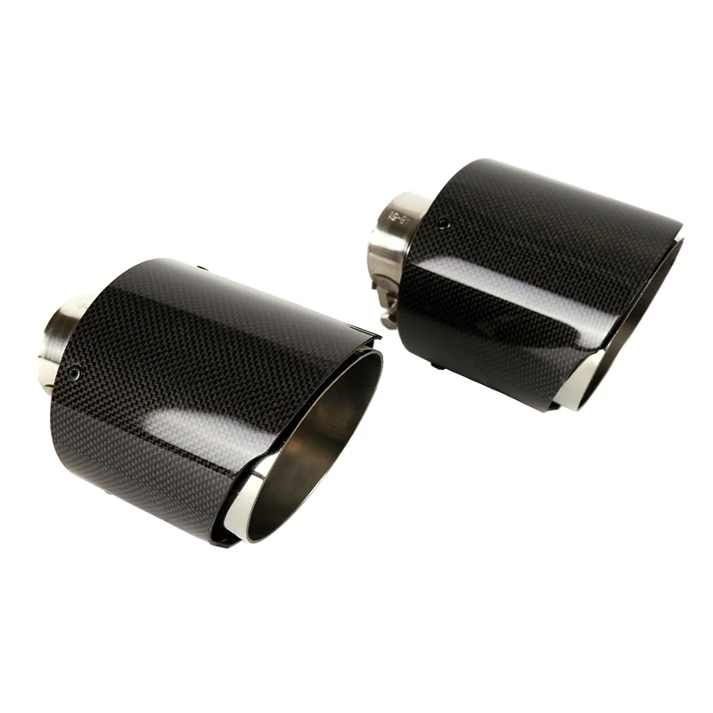 1PC Carbon Fiber Car Exhaust Tip Black Coated Stainless Steel Muffler Tip Tail Pipe for Inlet 51/63mm