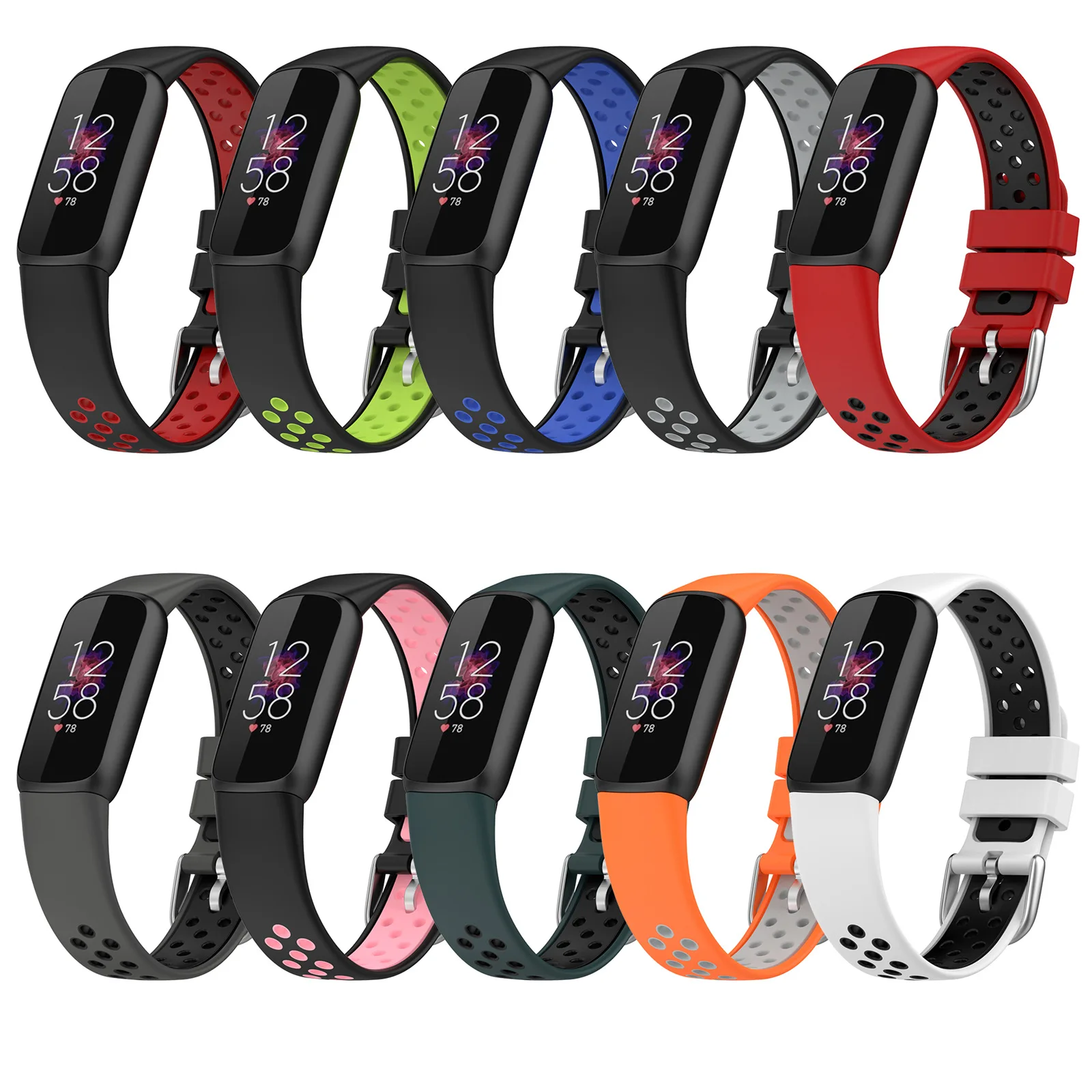 For Fitbit LUXE Strap Smart Watch Watchband Dual Color Sports Design Wrist Band Premium Silicone Fitness Tracker