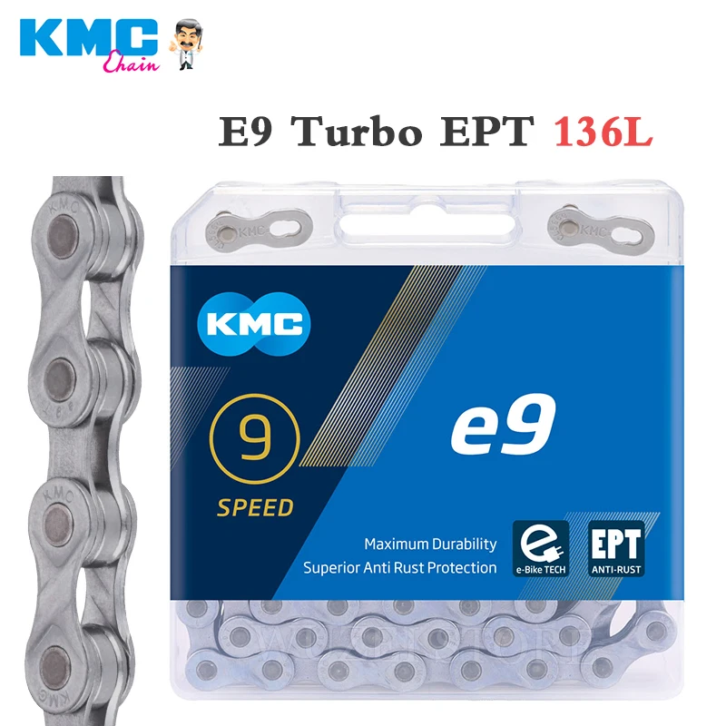 KMC E-Bike Chain e9 e10 e11 e12 Speed Chains 9/10/11/12S Chain Anti-rust Wear-resistant Electric Sport Bicycle Parts 130/136L