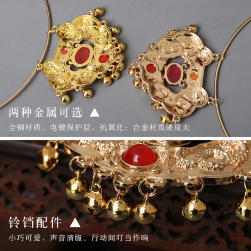 Chinese Hanfu Necklace Vintage Ancient Chinese Metal Torques Pendant Necklace