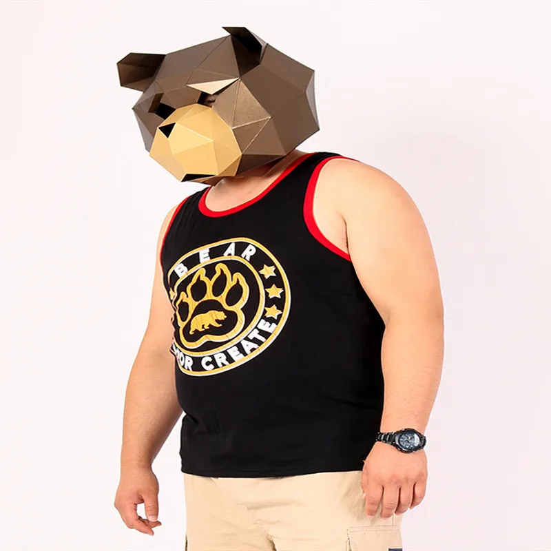 Cute Bear Claw Paw Tank Tops, Men's Plus Size Cotton Undershirt, Gay Bear Male Vest, XL 2XL 3XL 4XL 5XL